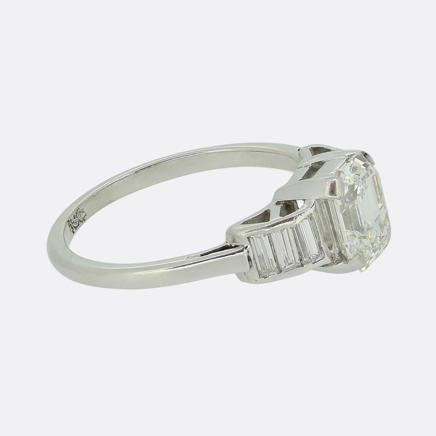 Art Deco 1.20 Carat Emerald Cut Diamond Ring In Excellent Condition In London, GB