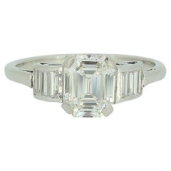 Art Deco 1.20 Carat Emerald Cut Diamond Ring