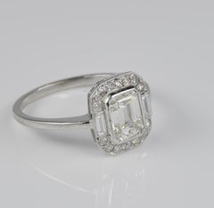 Art Deco 1.20 Carat Emerald Cut Diamond Solitaire Plus Platinum Ring