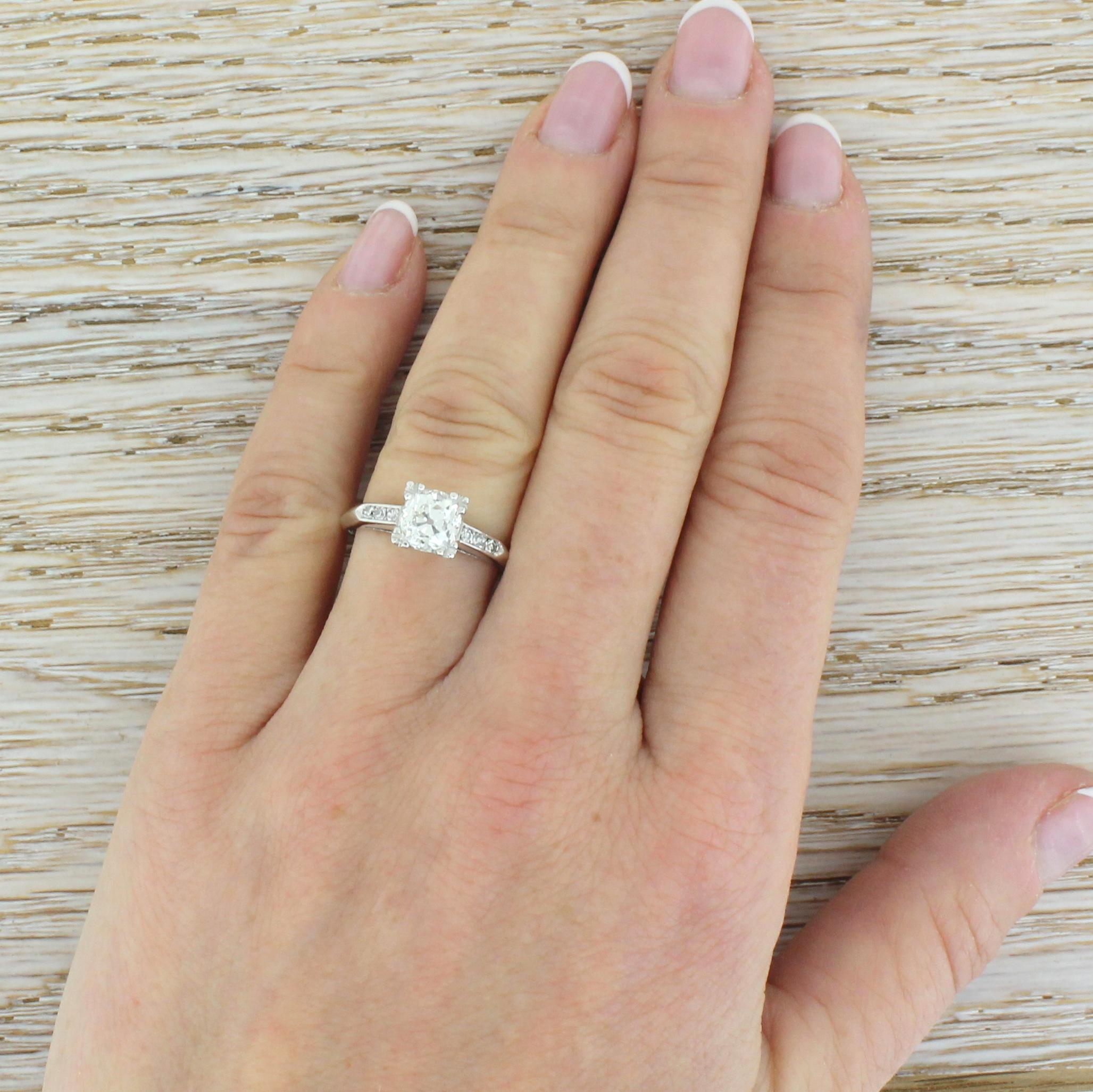 Women's Art Deco 1.20 Carat Old Cut Diamond Engagement Ring