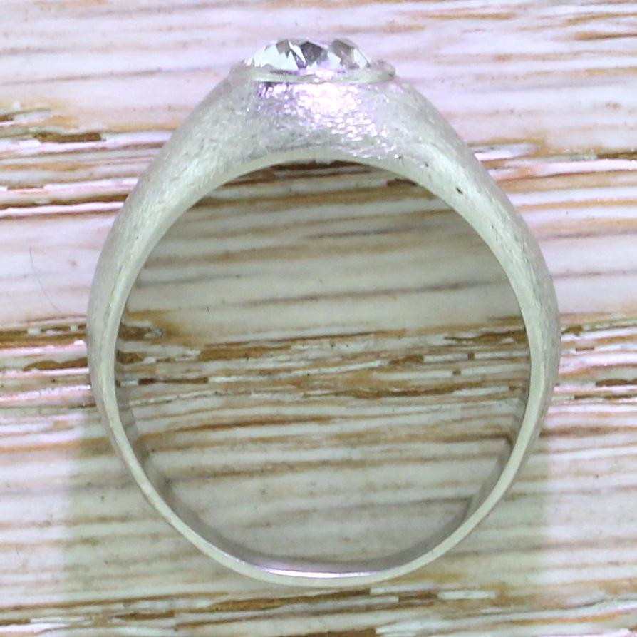 Art Deco 1.20 Carat Old Cut Diamond Platinum Solitaire Ring In Good Condition For Sale In Essex, GB