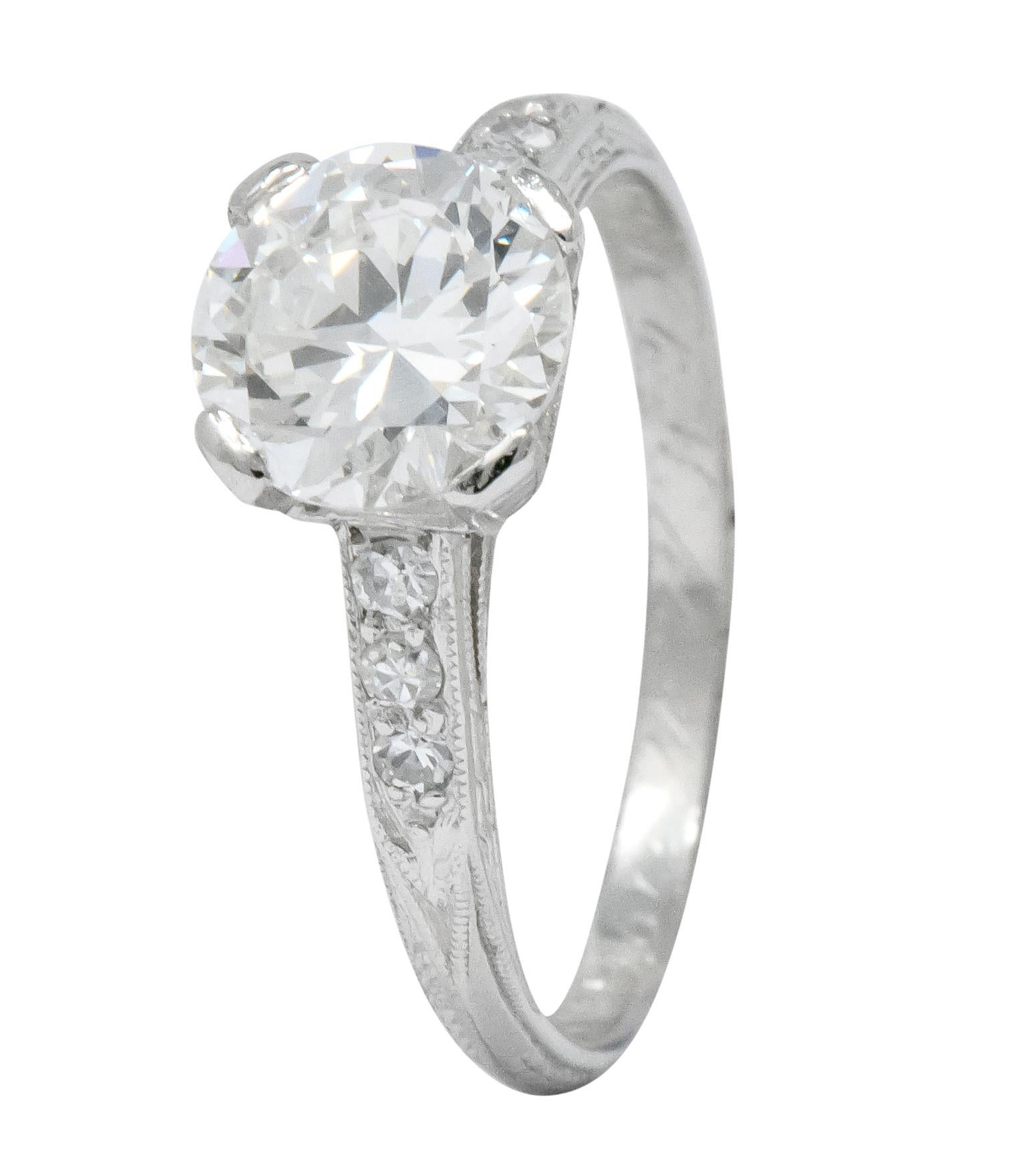 Art Deco 1.20 Carat Transitional Cut Diamond Platinum Engagement Ring GIA 3