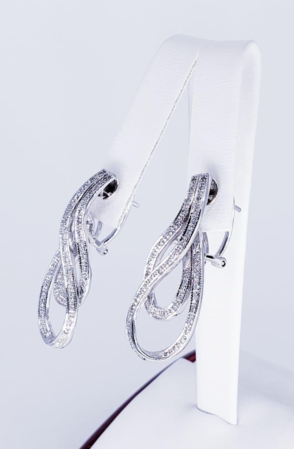 Boucles d'oreilles Art déco en diamants de 1,20 carat Bon état - En vente à Miami, FL