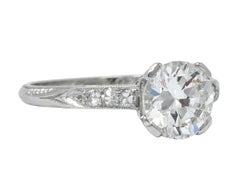 Art Deco 1.20 Carat Transitional Cut Diamond Platinum Engagement Ring GIA