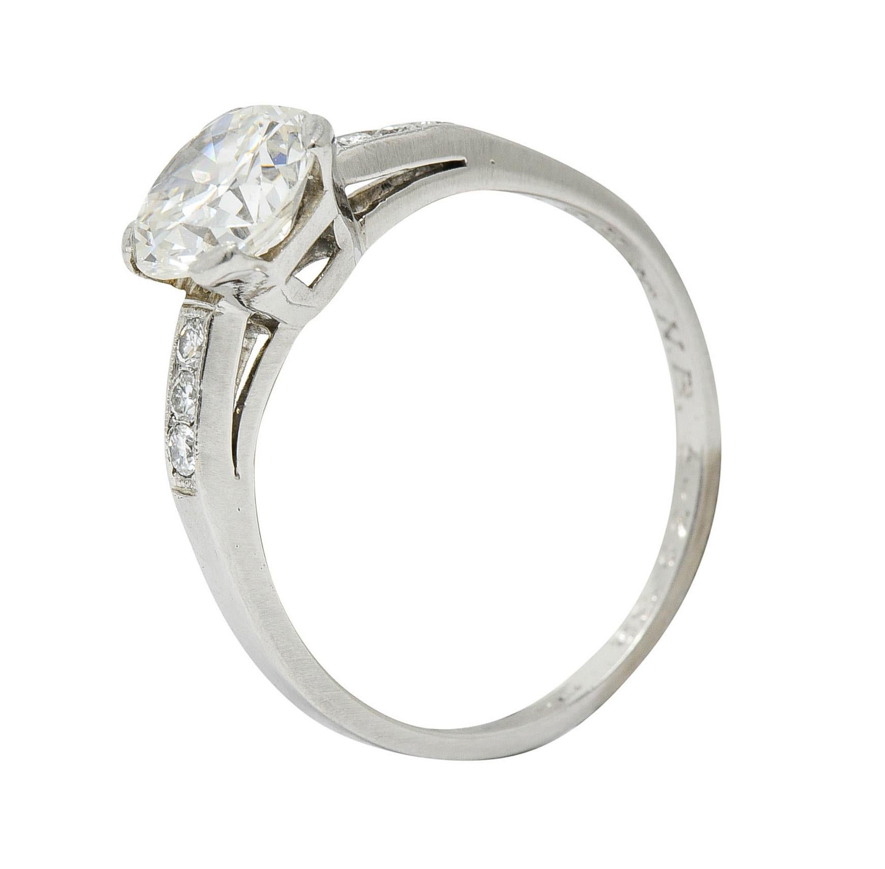 Art Deco 1.20 Carats Diamond Platinum Wide Prong Engagement Ring 5