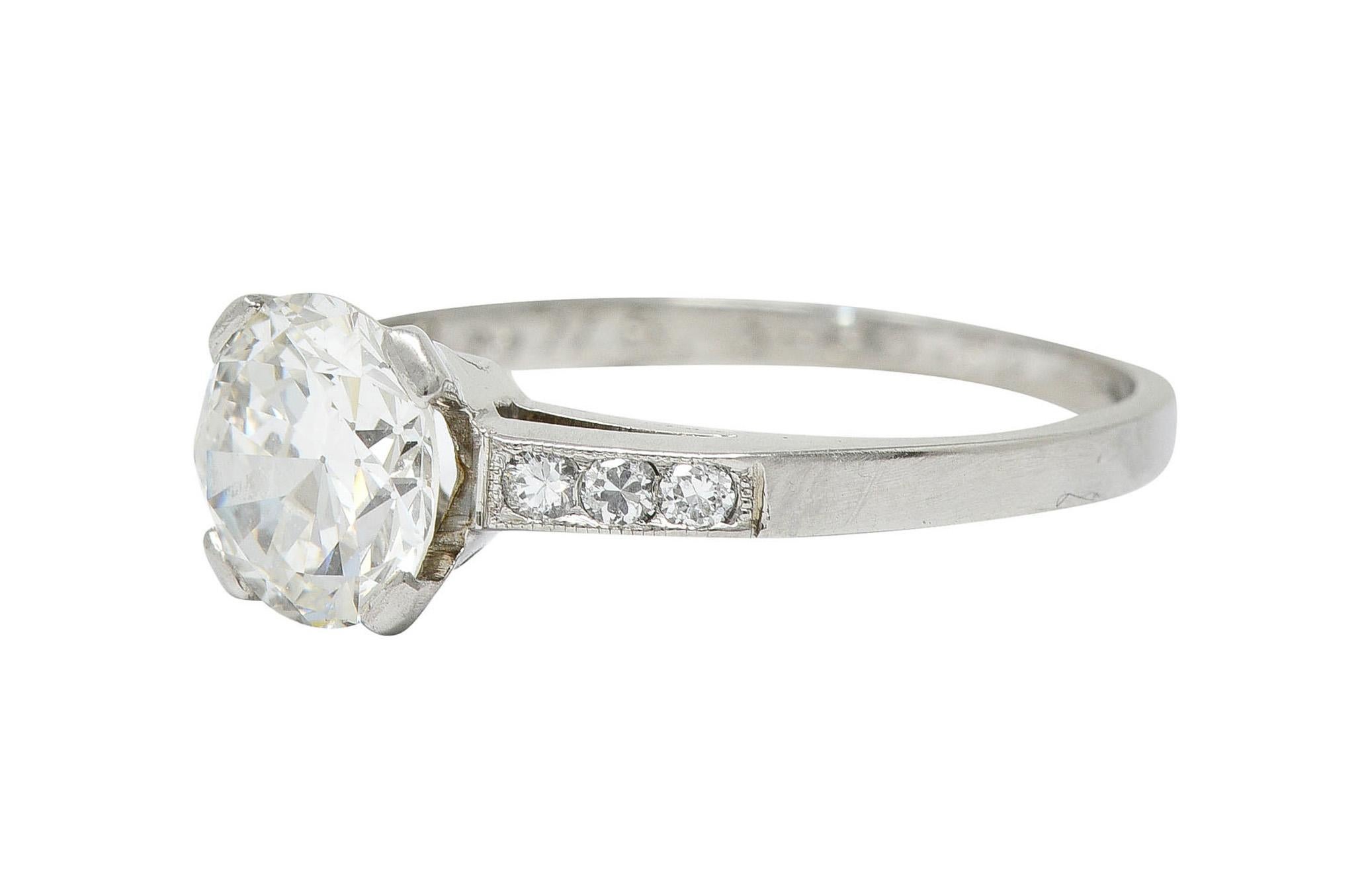 Art Deco 1.20 Carats Diamond Platinum Wide Prong Engagement Ring 1