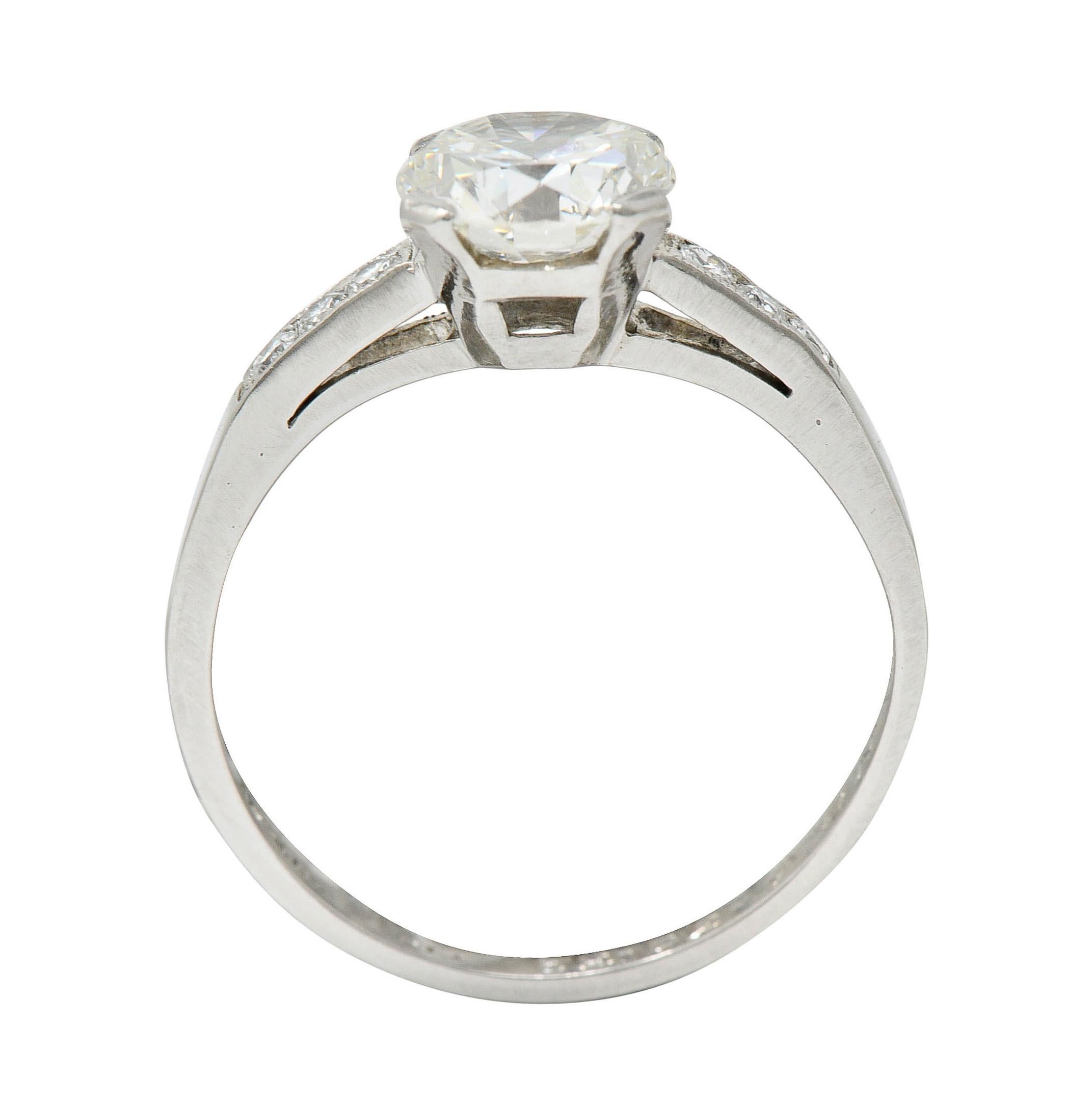 Art Deco 1.20 Carats Diamond Platinum Wide Prong Engagement Ring 3