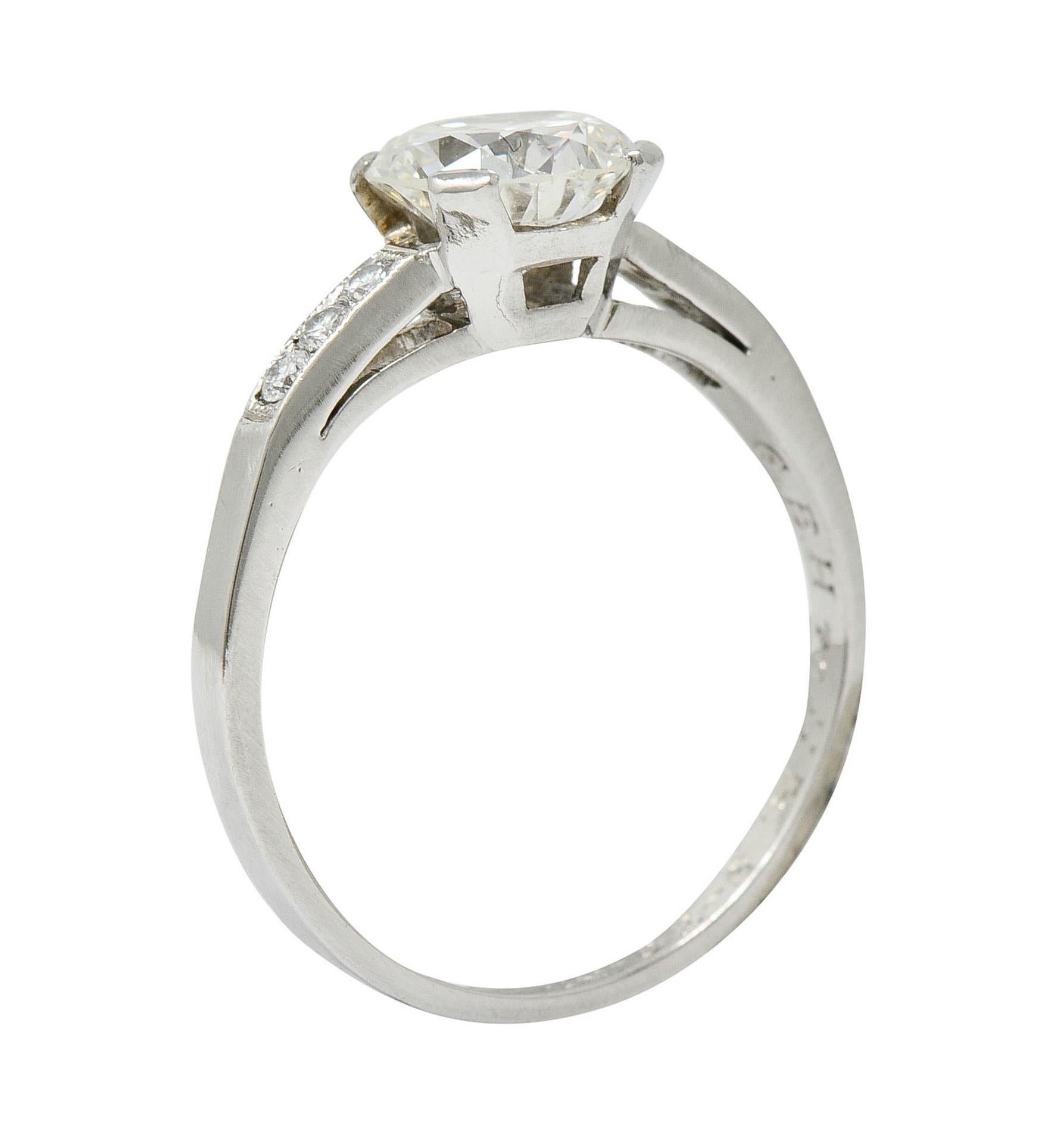 Art Deco 1.20 Carats Diamond Platinum Wide Prong Engagement Ring 4