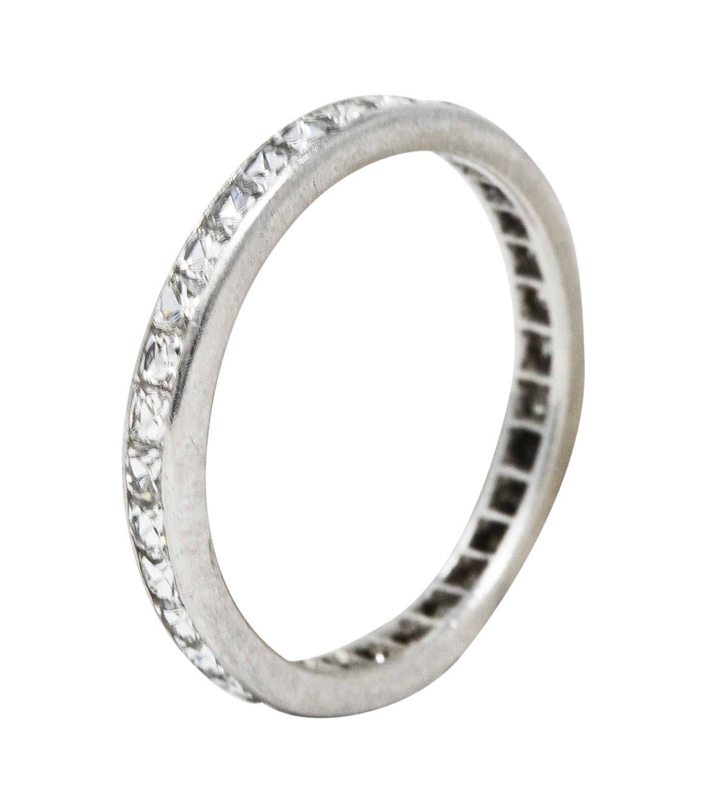 Art Deco 1.20 Carats French Cut Diamond Platinum Eternity Band Ring 2