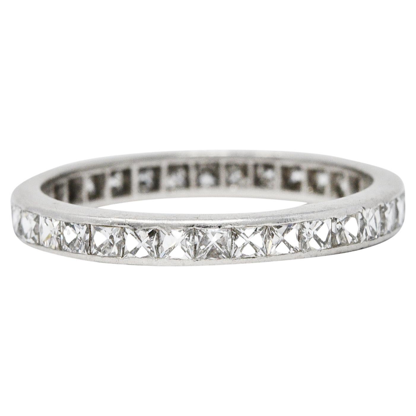 Art Deco 1.20 Carats French Cut Diamond Platinum Eternity Band Ring
