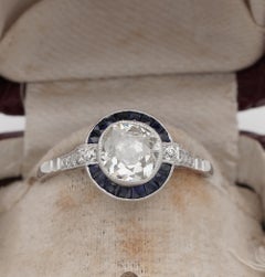 Art Deco Style 1.20 Carat Diamond Plus Platinum Target Ring