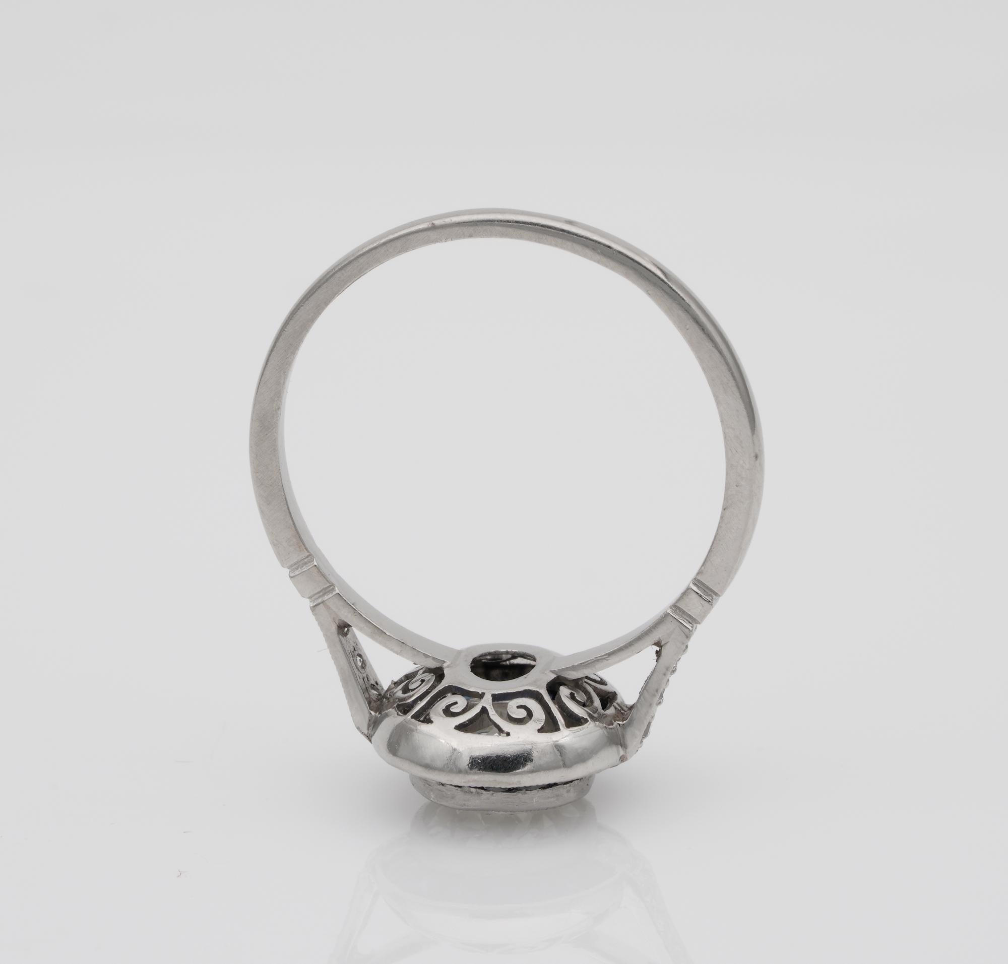 Art Deco Style 1.20 Carat Diamond Plus Platinum Target Ring For Sale 2