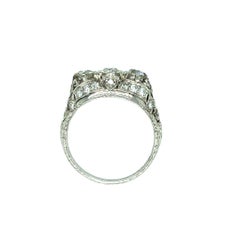 Art Deco 1.30 Cttw, Three Stone Diamond Platinum Ring Signed Birks