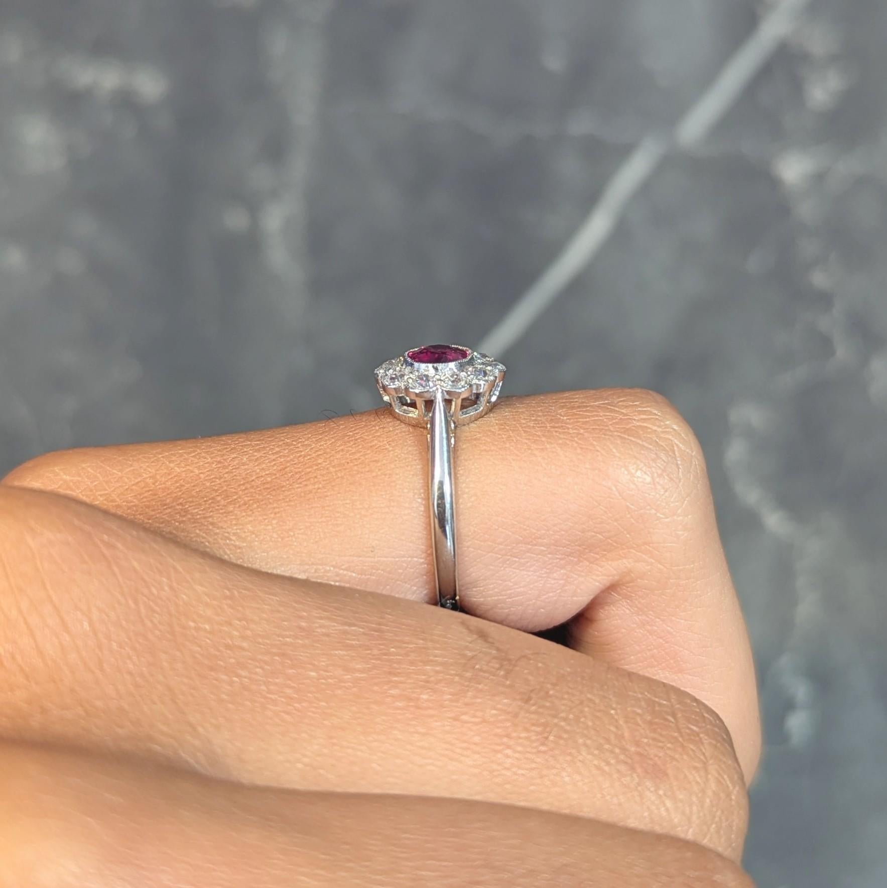 Art Deco 1.20 CTW No Heat Ruby Diamond Platinum Vintage Halo Ring GIA 6