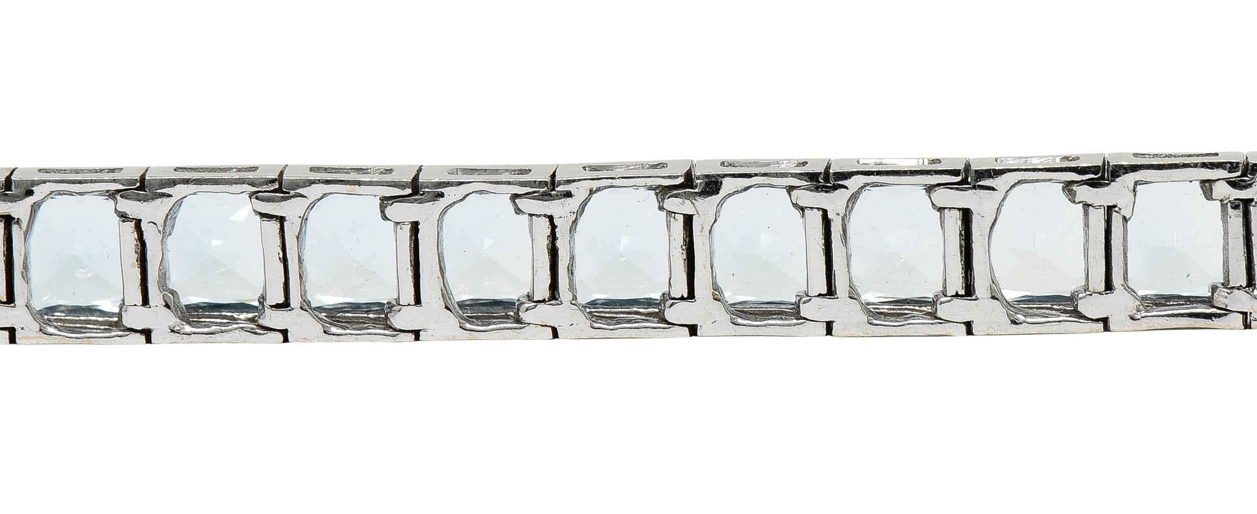 Art Deco 12.00 Carats Aquamarine 18 Karat White Gold Line Tennis Bracelet 6