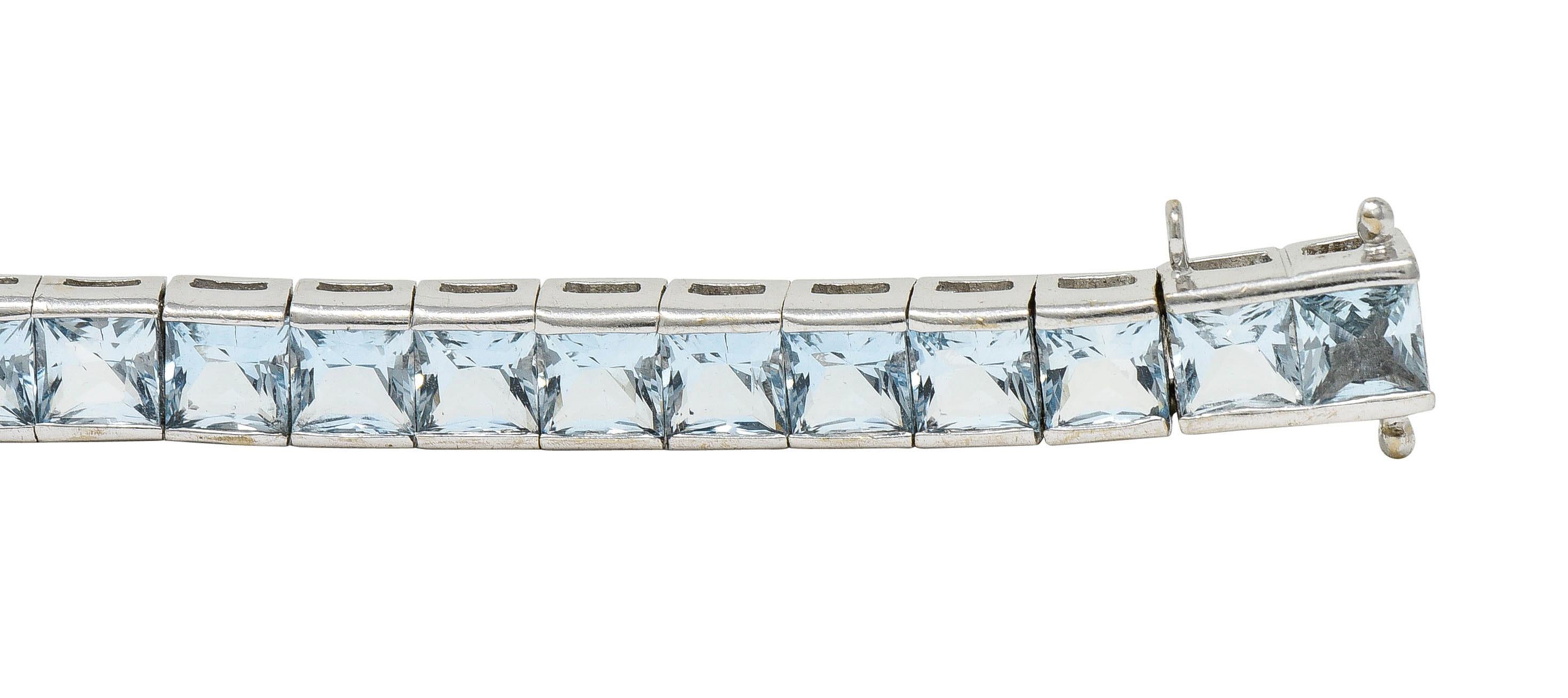 Art Deco 12.00 Carats Aquamarine 18 Karat White Gold Line Tennis Bracelet 4