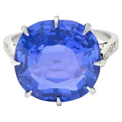 Art Deco 12.01 Carats No Heat Color-Change Ceylon Sapphire Diamond Platinum Ring