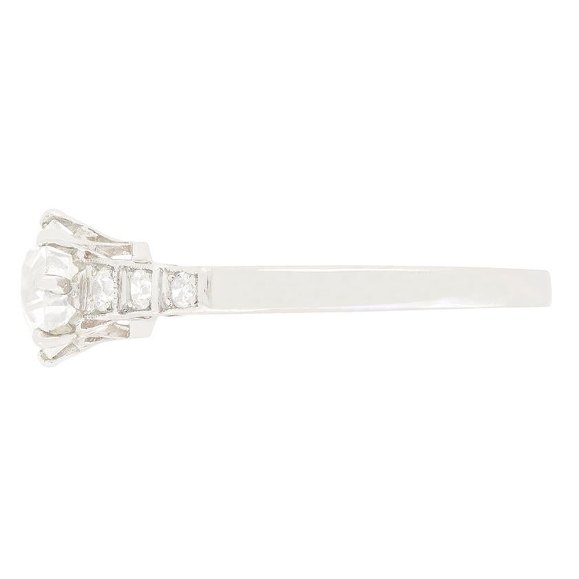 Bague solitaire Art déco avec diamant 1,20 carat, c. 1920 Bon état - En vente à London, GB