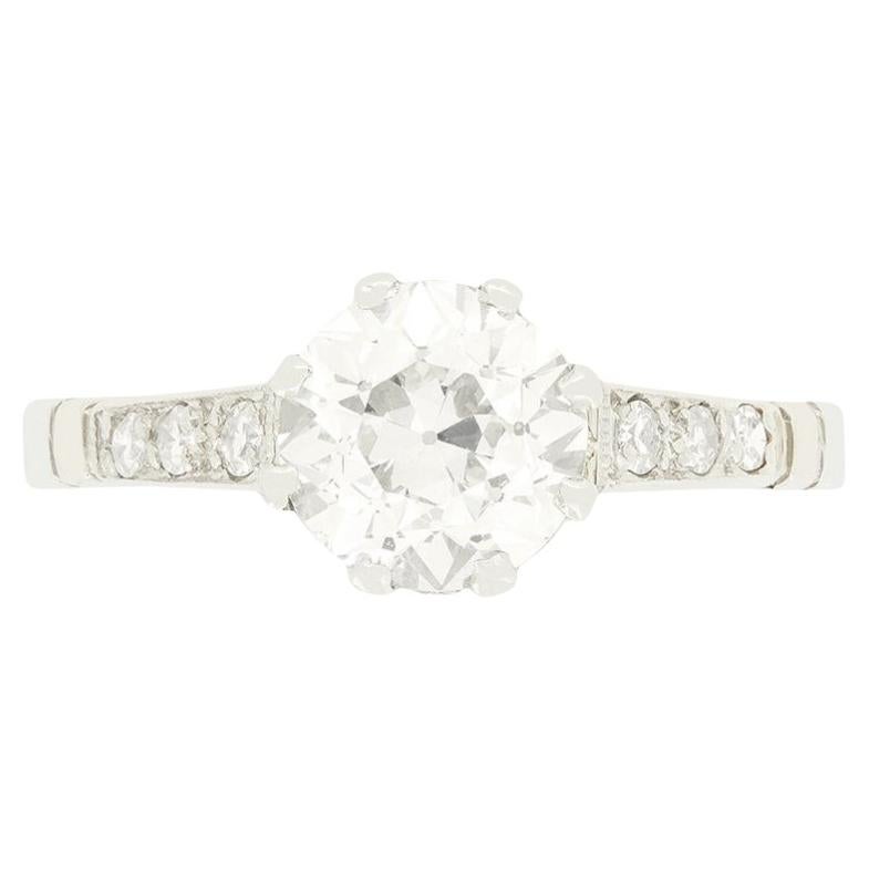 Art Deco 1.20ct Diamond Solitaire Ring, c.1920s For Sale