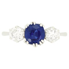Art Deco 1.20ct Sapphire and Diamond Trilogy Ring, c.1920s