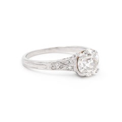 Art Deco 1.21 Carat GIA Old European Cut Diamond Engagement Ring