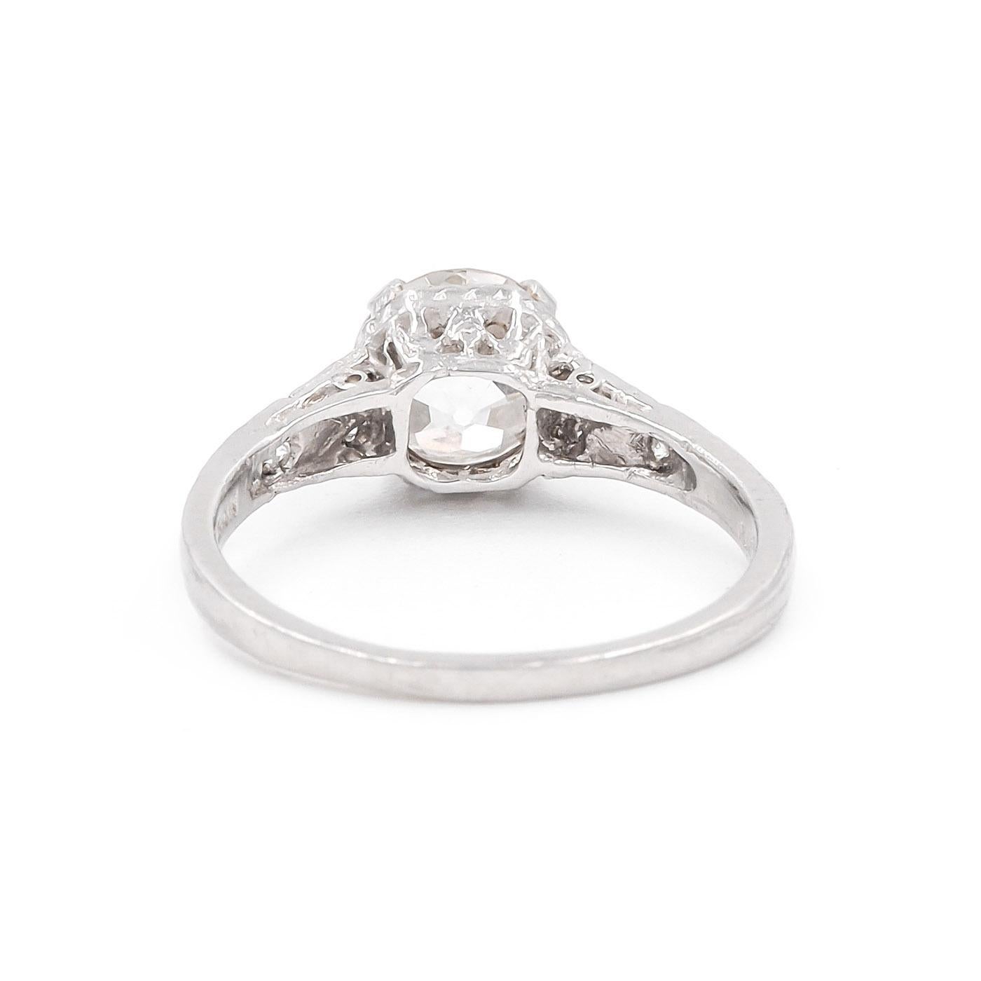 Women's Art Deco 1.21 Carat GIA Old European Cut Diamond Engagement Ring