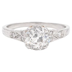 Art Deco 1.21 Carat GIA Old European Cut Diamond Engagement Ring