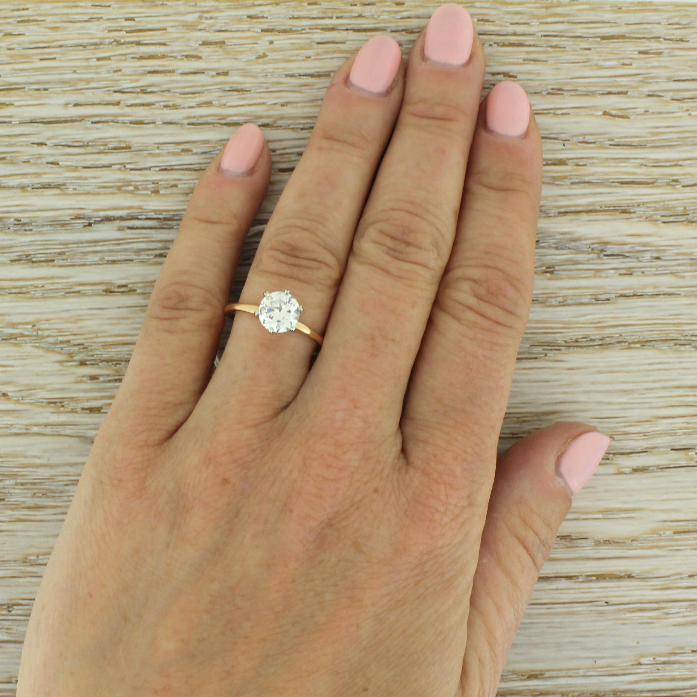 Women's Art Deco 1.22 Carat Old Cut Diamond Engagement Ring For Sale