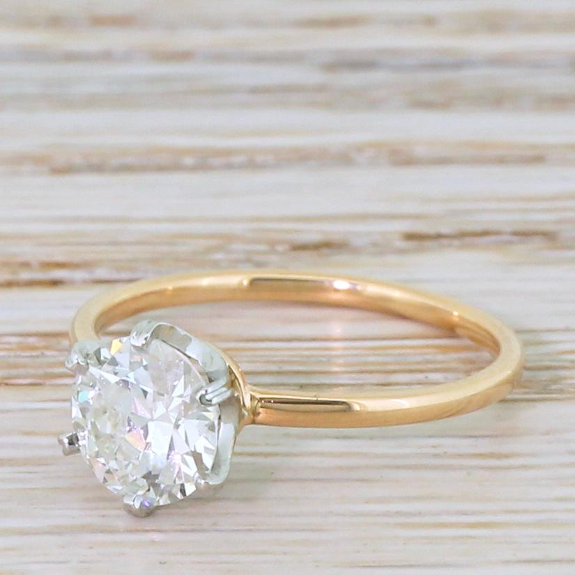 Art Deco 1.22 Carat Old Cut Diamond Engagement Ring For Sale 3