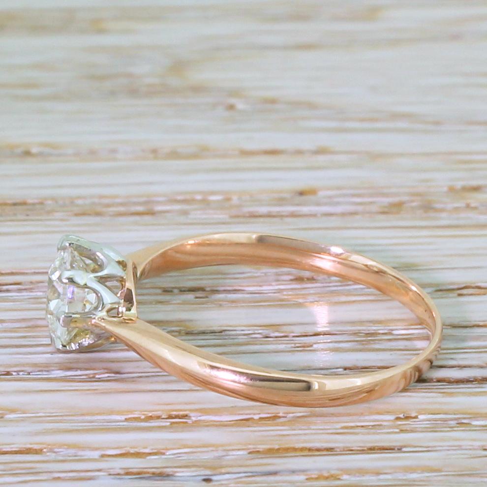Art Deco 1.22 Carat Old European Cut Diamond Engagement Ring In Good Condition In Essex, GB