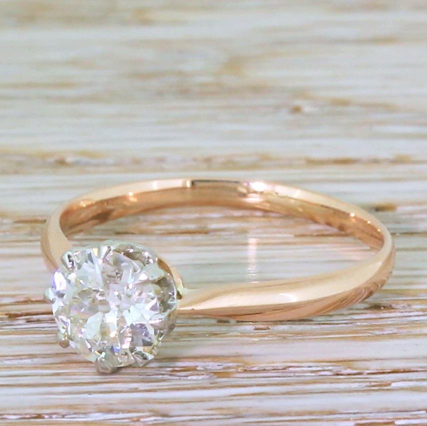 Art Deco 1.22 Carat Old European Cut Diamond Engagement Ring 3