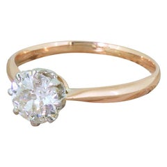 Art Deco 1.22 Carat Old European Cut Diamond Engagement Ring