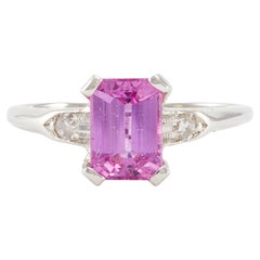 Antique Art Deco 1.22 Carat Pink Sapphire Diamond Platinum Ring