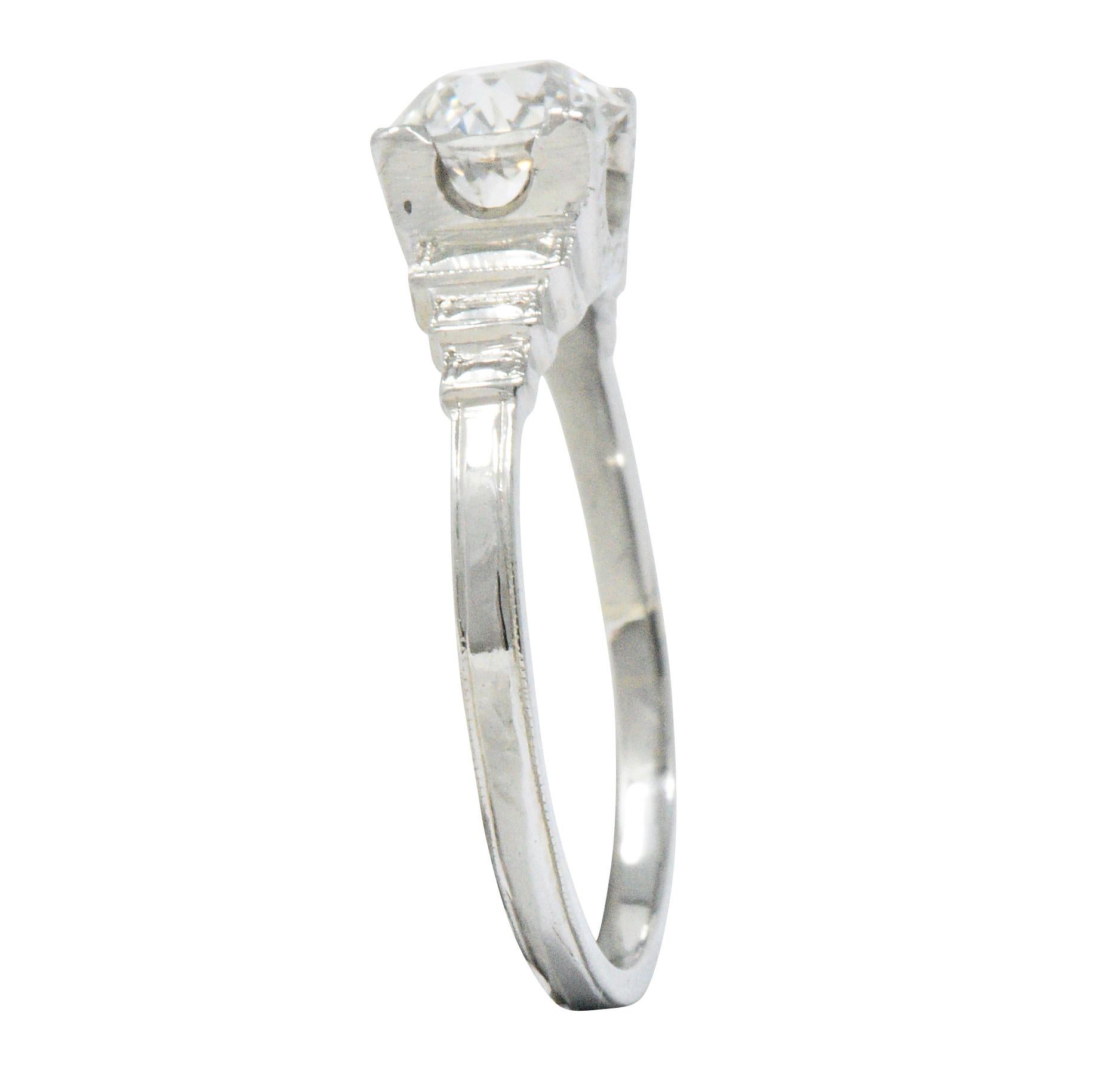 Art Deco 1.23 Carats Old European Diamond Platinum Engagement Ring GIA In Excellent Condition In Philadelphia, PA