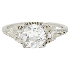 Art Deco 1.23 CTW Old European Cut Diamond 18K White Gold Engagement Ring GIA Art Deco 1.23 CTW Old European Cut Diamond 18K White Gold Engagement Ring GIA