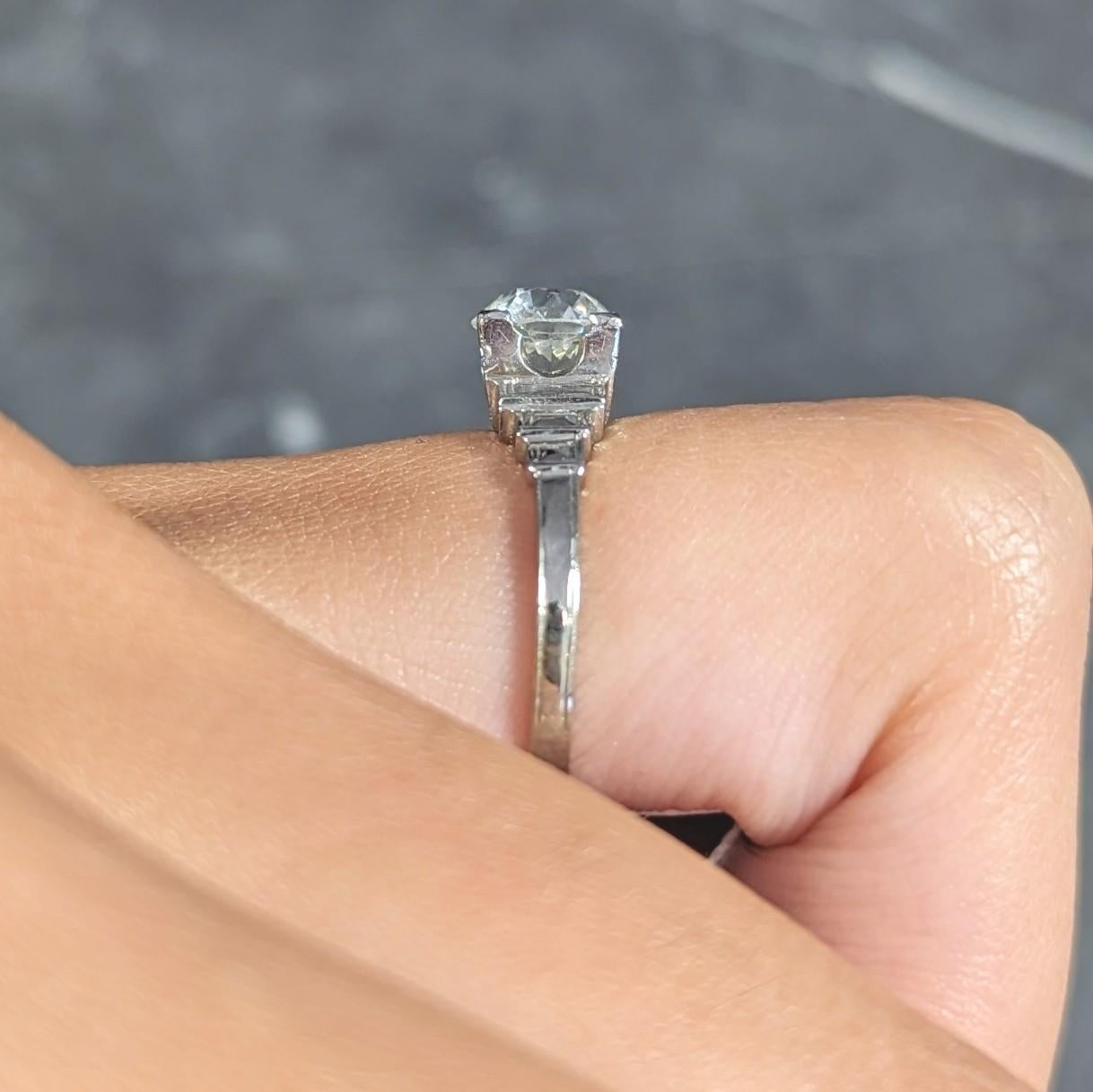 Art Deco 1.23 CTW Old European Cut Diamond Platinum Engagement Ring GIA For Sale 8