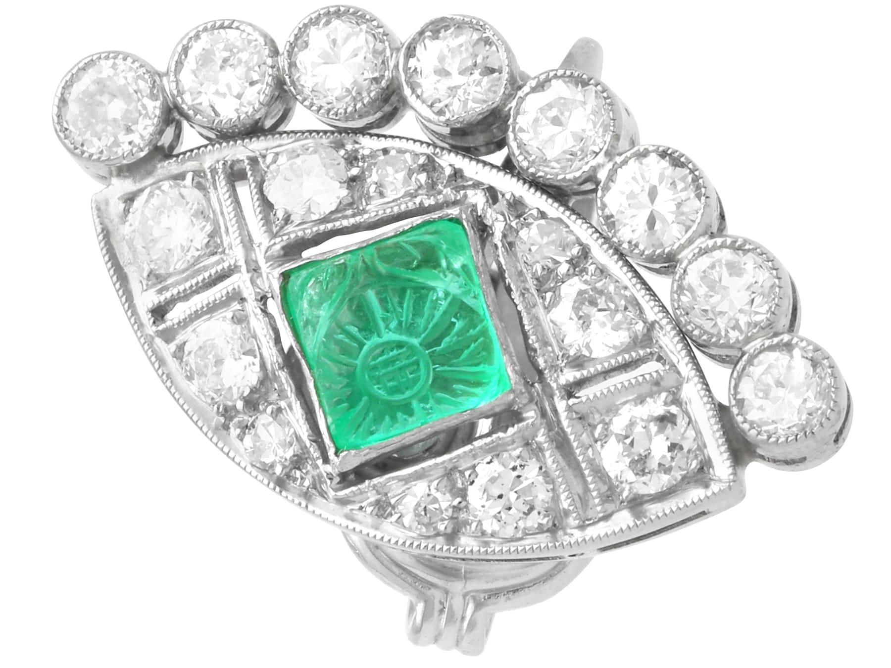 Art Deco 1.24 Carat Emerald 1.66 Carat Diamond and Platinum Earrings Circa 1920 In Excellent Condition For Sale In Jesmond, Newcastle Upon Tyne