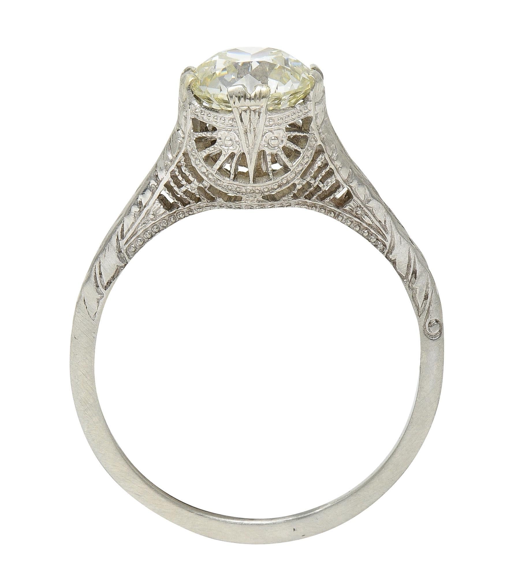 Art Deco 1.24 CTW Old European Diamond Orange Blossom Engagement Ring 5