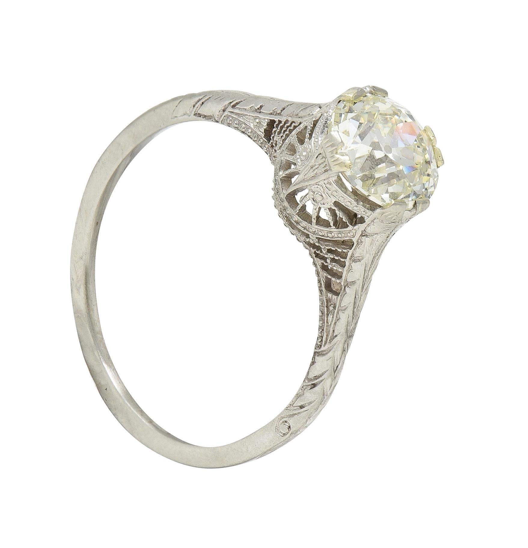 Art Deco 1.24 CTW Old European Diamond Orange Blossom Engagement Ring 7
