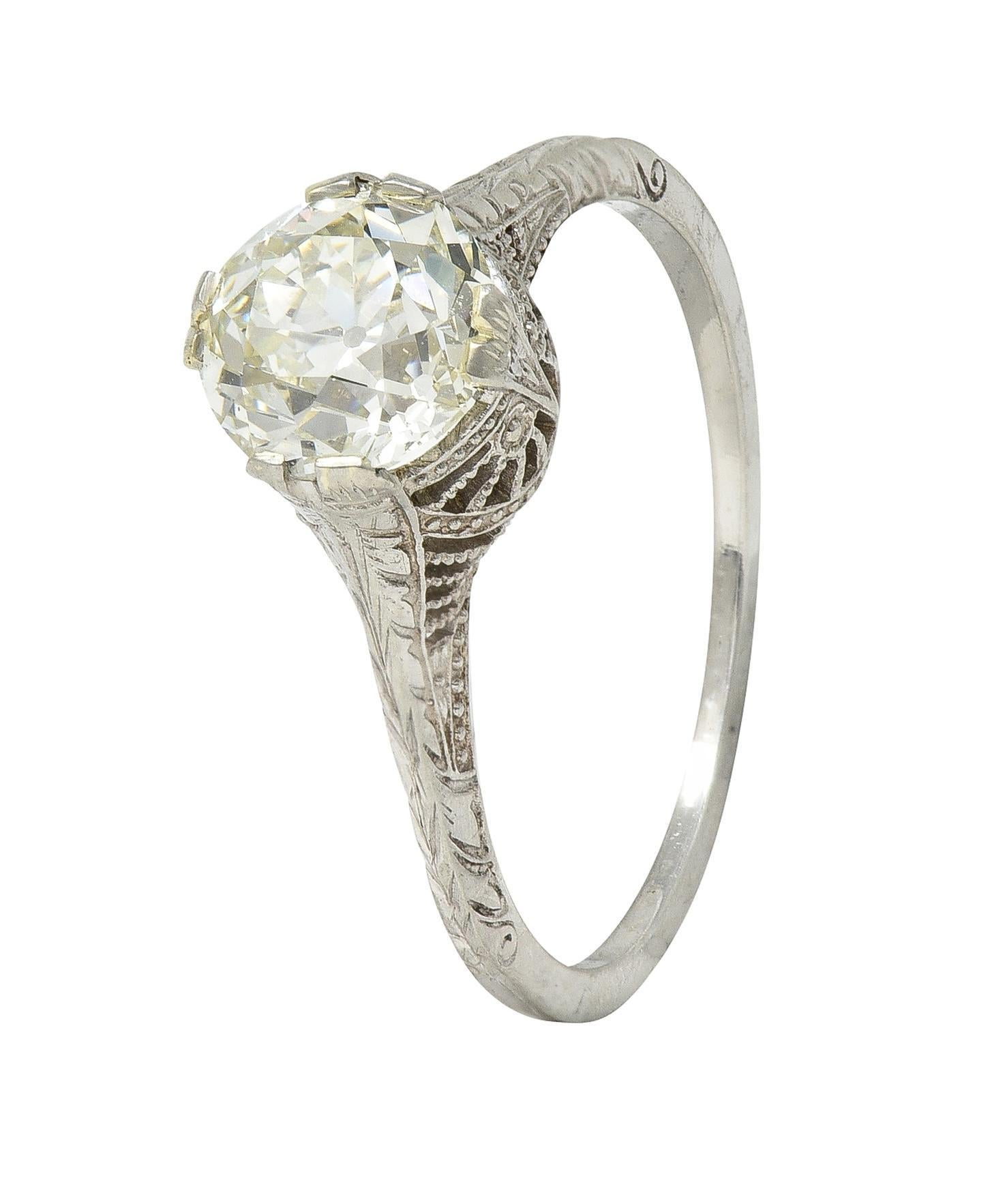 Art Deco 1.24 CTW Old European Diamond Orange Blossom Engagement Ring 4