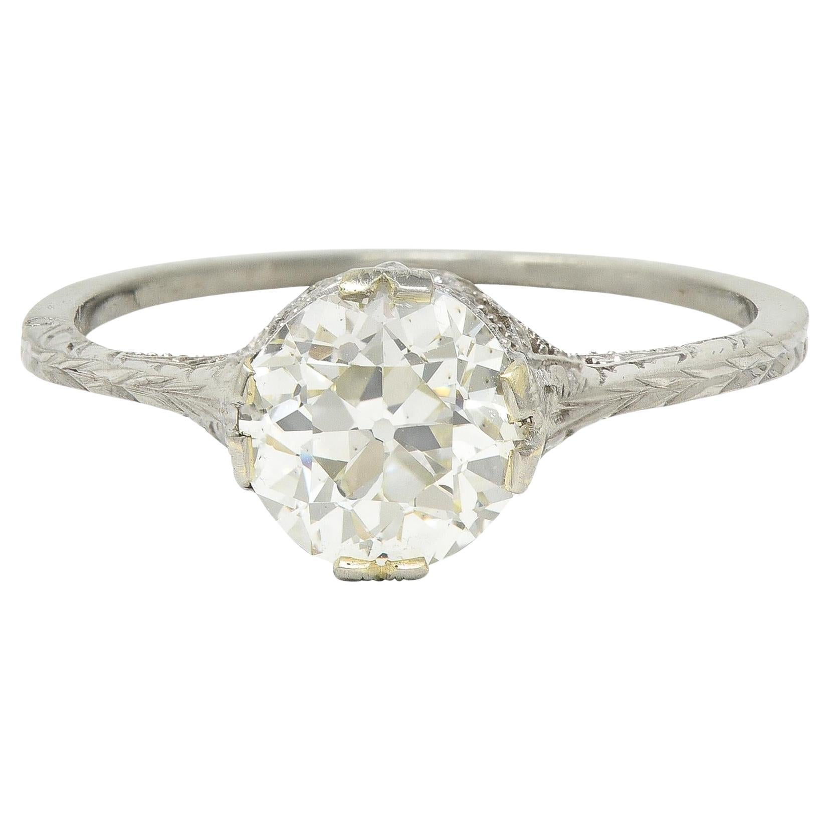 Art Deco 1.24 CTW Old European Diamond Orange Blossom Engagement Ring