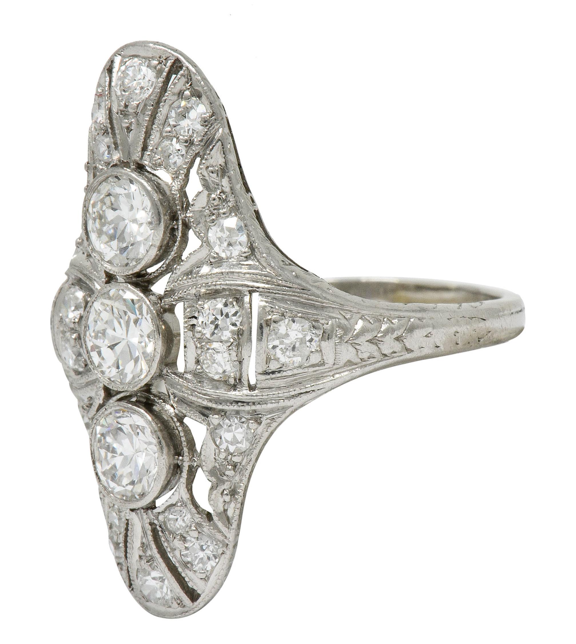 Art Deco 1.25 Carat Diamond Platinum Dinner Ring 1