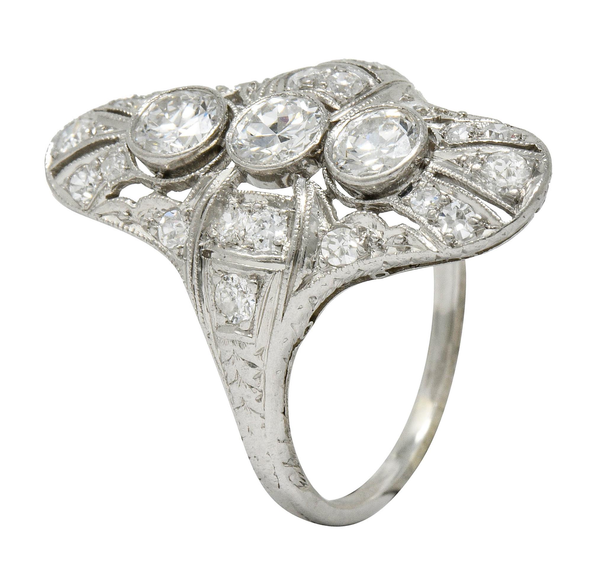 Art Deco 1.25 Carat Diamond Platinum Dinner Ring 3