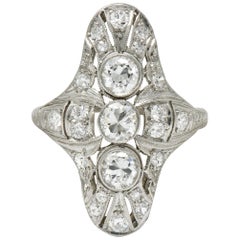 Art Deco 1.25 Carat Diamond Platinum Dinner Ring