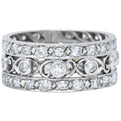 Art Deco 1.25 Carats Diamond Platinum Eyelet Eternity Band Ring