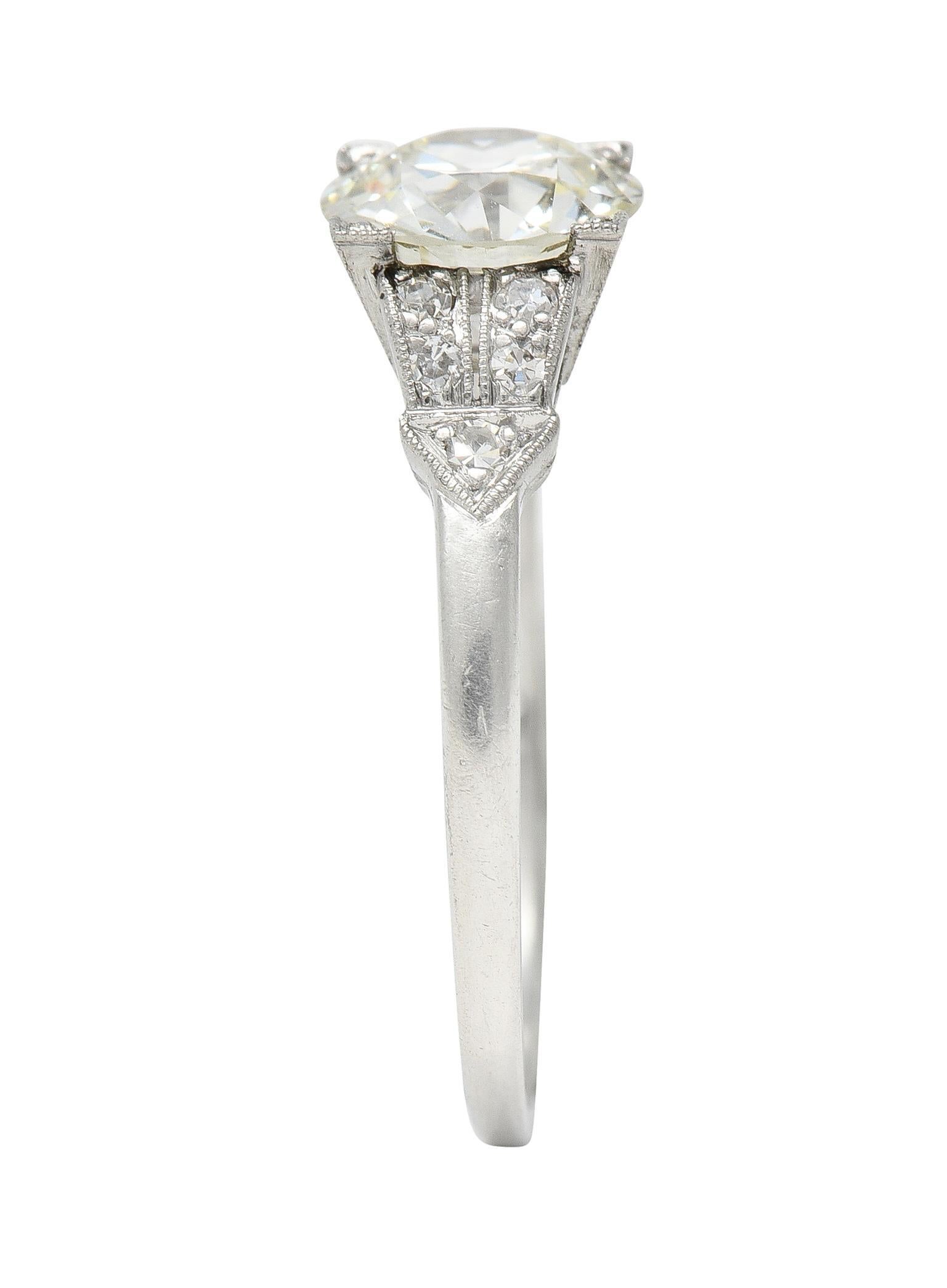 Art Deco 1.25 Center Old European Diamond Ribbon Vintage Engagement Ring For Sale 6