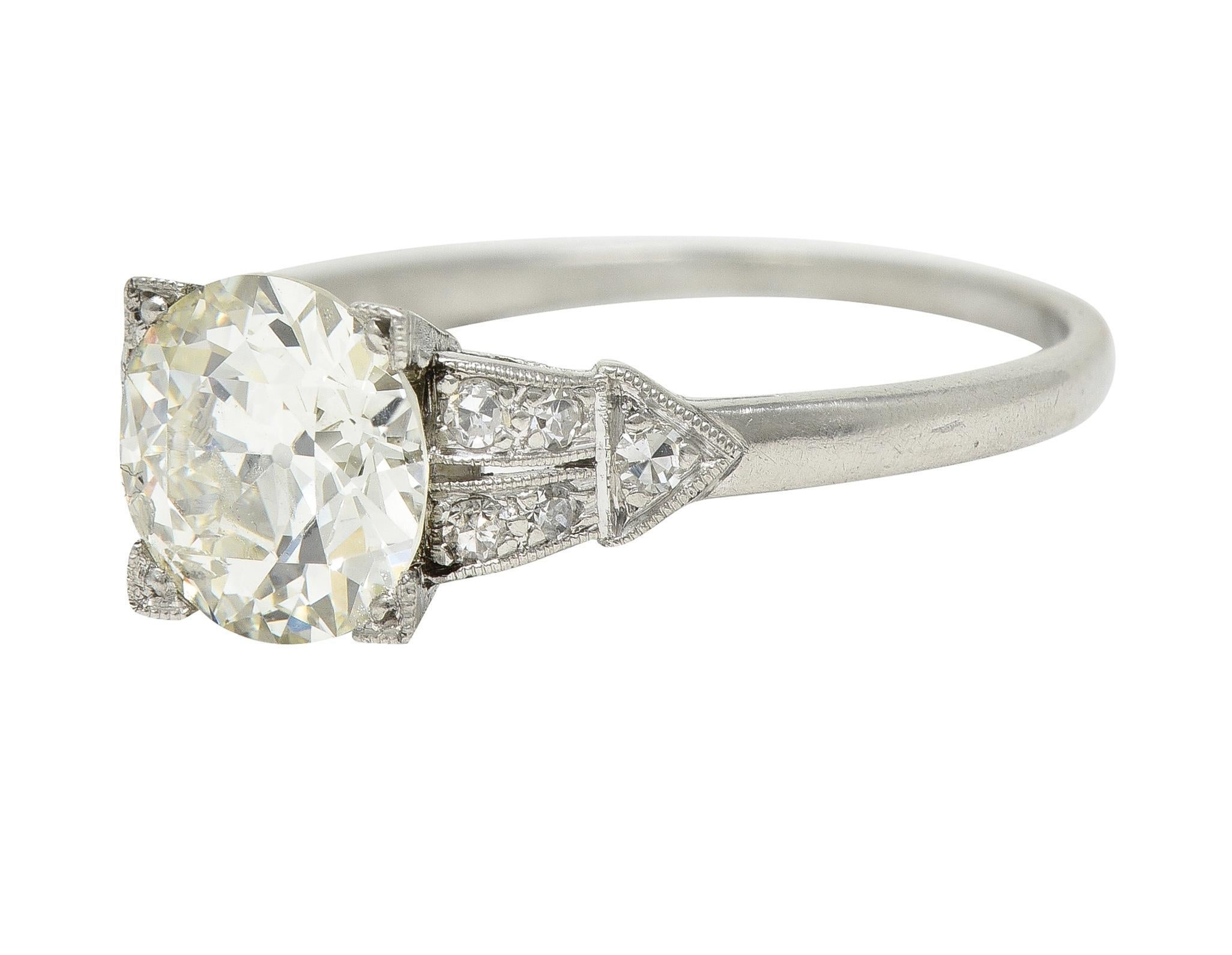 Art Deco 1.25 Center Old European Diamond Ribbon Vintage Engagement Ring For Sale 2