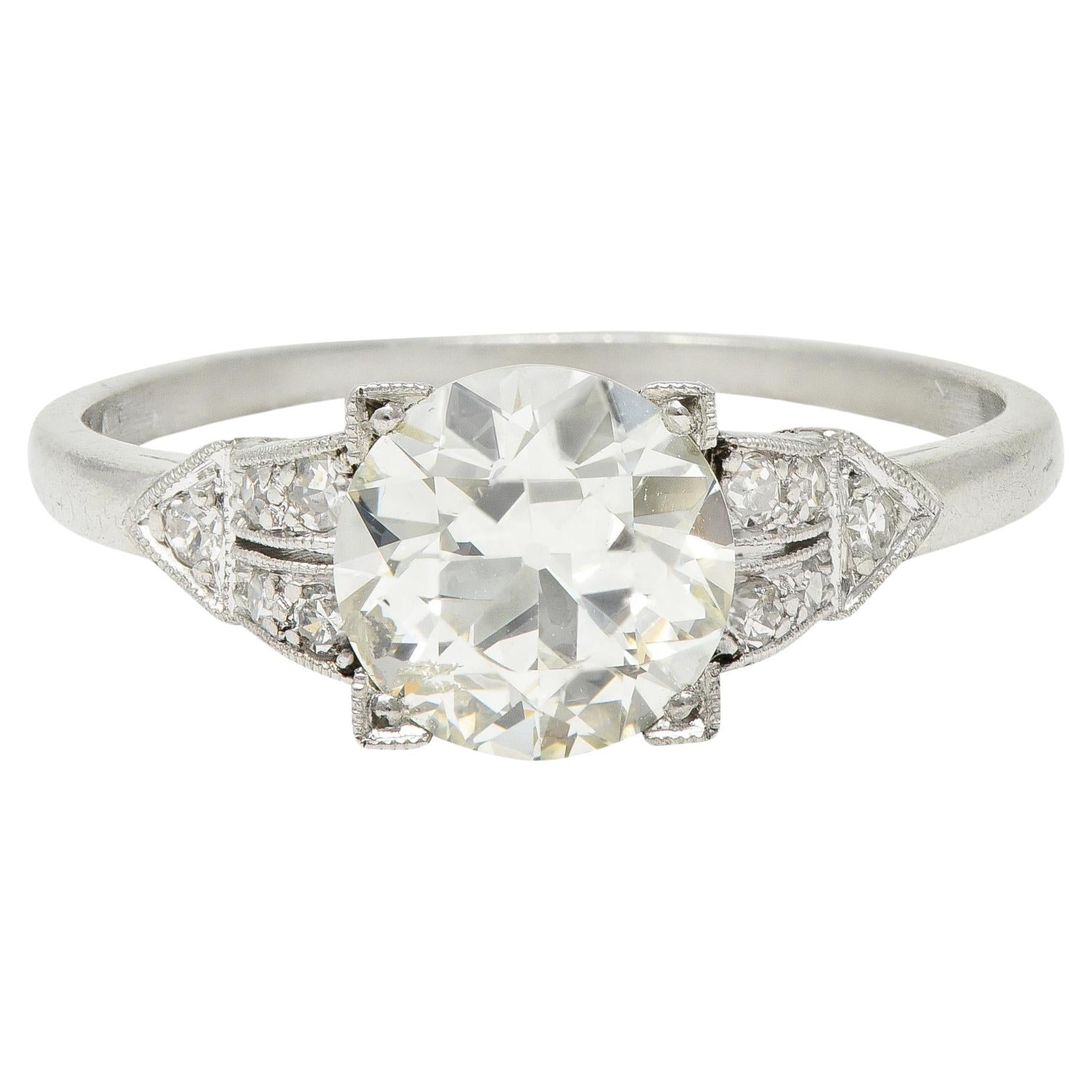 Art Deco 1.25 Center Old European Diamond Ribbon Vintage Engagement Ring For Sale