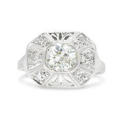 Art Deco 1.25 Ct. Old Mine Hand-Engraved Engagement Ring J-K VS1