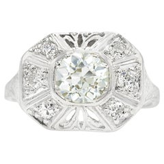 Art Deco 1.25 Ct. Old Mine Hand-Engraved Engagement Ring J-K VS1